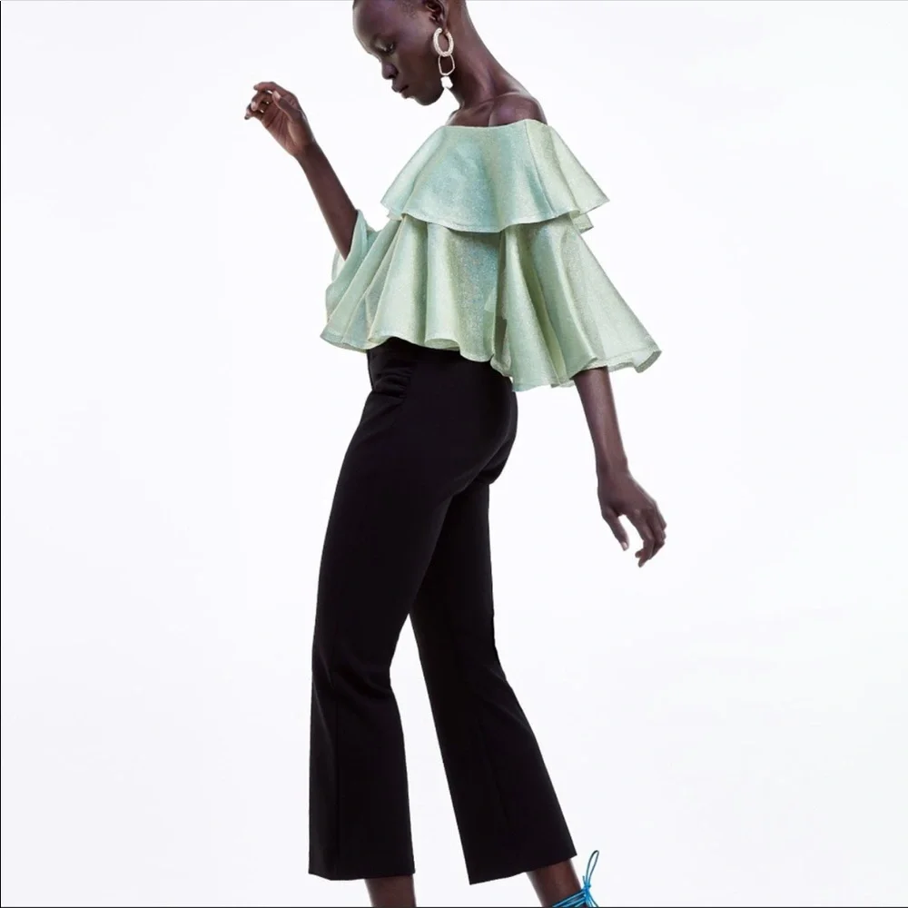 NWT Goodnight Macaroon off shoulder tiered top S - Picture 5 of 12